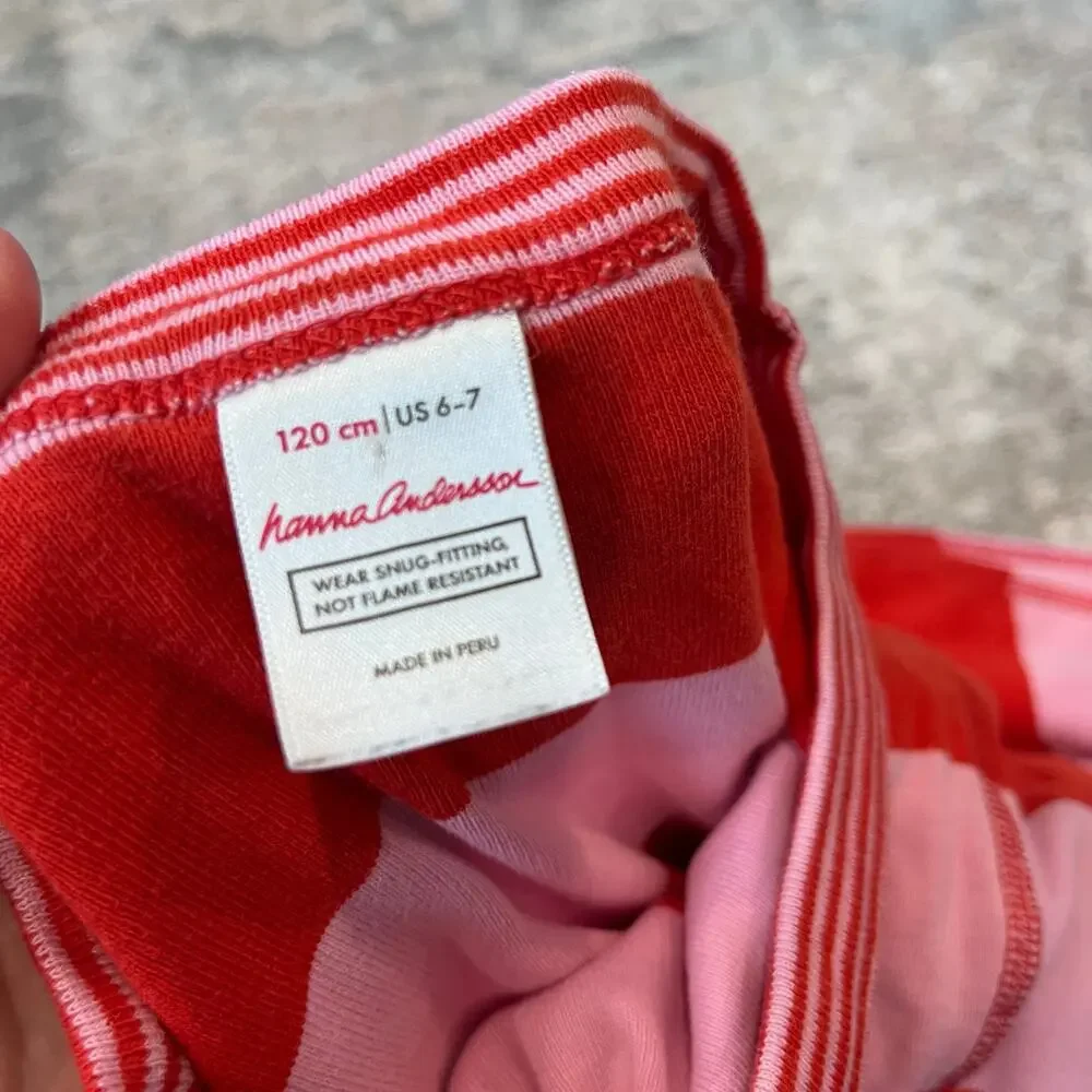 Hanna Andersson Pink Stripe Long John Pajamas 120 cm 6-7
